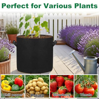12-Pack 7 Gallon Grow Bags, 300G Thickened Nonwoven Garden Pots,Heavy Duty Fabric Pots with Reinforced Handles - size: 7 Gallons