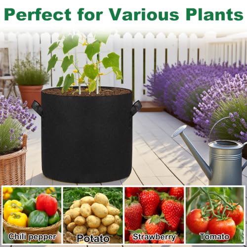 12-Pack 15 Gallon Grow Bags, 300G Thickened Nonwoven Garden Pots,Heavy Duty Fabric Pots with Reinforced Handles - size: 15 Gallons