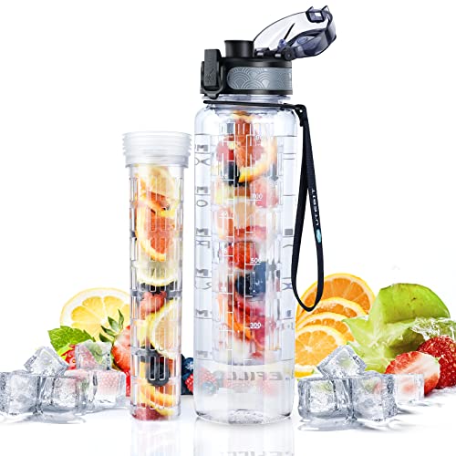 UTEBIT 32 OZ Fruit Infuser Water Bottle, Clear | Time Maker - style: 32OZ