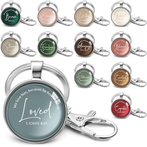 Equsion 24 Pcs Christian Keychain Gift Bulk Mini Bible Keychains with Verse Religious Keychain Gifts for Church Bible Study Group (Xmas) - color: Xmas