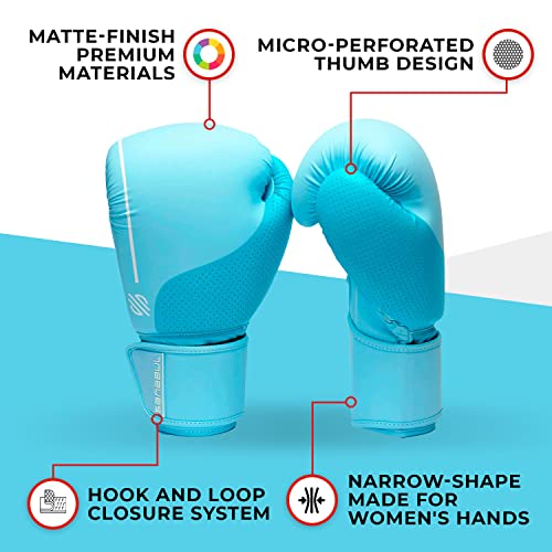 Sanabul Easter Egg Boxing Gloves for Women, Pro Training MMA Kickboxing Muay Thai Gloves, Sparring Punching Heavy Bag - color: Ice Blue, size: 8 oz