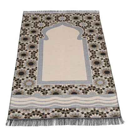 Modefa Turkish Travel Prayer Mat - Muslim Prayer Rug - Thin Woven Cotton Traditional Janamaz Sejjadah for Men Women - Prayer Matt Islam Praying Mat Stargazer (Black) - color: Black