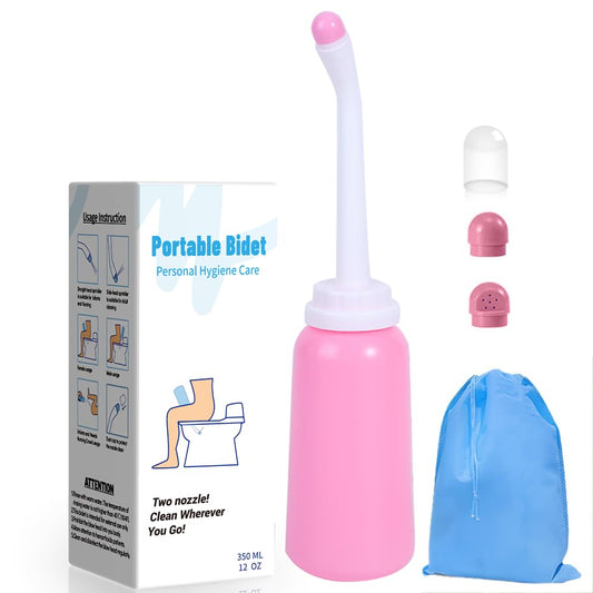 Handheld Personal Bidet Bottle, Bottle for Gentle Postpartum Care and Cleansing, Feminine Care， Personal Perineum Cleansing, 350Ml Portable Travel Bidet（Pink）, Resistant to 100ºC, Bonus Bag - color: Pink【350ml】