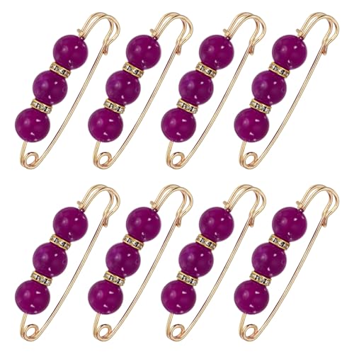 MECCANIXITY Pearl Brooch Pins, Decorative Safety Pin Brooch - color: Purple