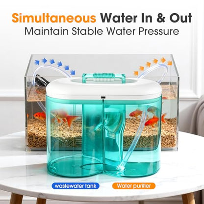 2000mah Rechargeable Aquarium Gravel Cleaner, Portable 3L Fully Automatic Fish Tank Cleaning Tools Synchronized Water Change Gravel Vacuum for Aquarium Water Filter