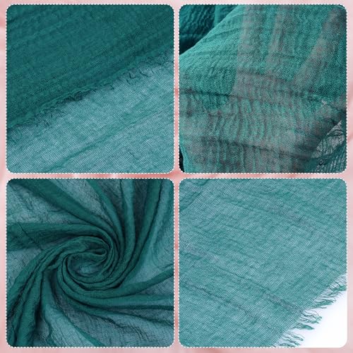 Nydotd Women Summer Cotton Linen Scarf Crinkle Long Beach Shawl Wrap hijab with Fringe - color: Dark Green
