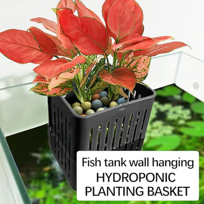 2 PCS Hanging Aquarium Planter Basket, Aquatic Plants Holder, Aquarium Planter Cup, Plant Pot and Fish Tank Plants Pot for Live Aquariums Decor (Black)