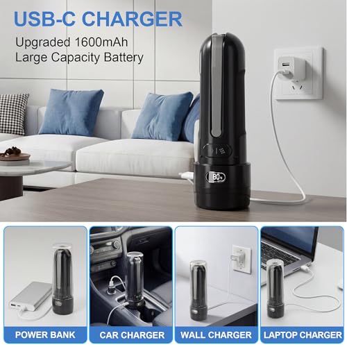 SOFAR Portable Travel Bidet, for Postpartum Men Women Camping Hiking Black | Travel Must-Have, USB-C Charging 3 Pressure Modes, 260 Uses/Charge, IPX7 Waterproof, Foldable & Compact, Standard Bottle Fit - color: Black