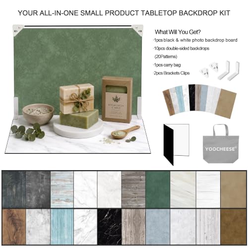 Food Photography Backdrop Kit, 16.5 x 11.7 in, 10 Double-Sided Backdrops - color: textured color