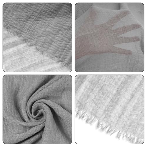 Nydotd Women Summer Cotton Linen Scarf Crinkle Long Beach Shawl Wrap hijab with Fringe - color: Light Grey