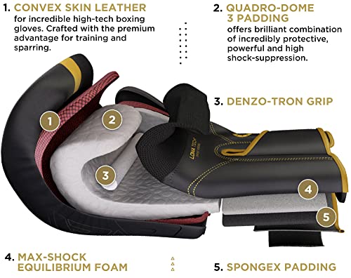 RDX Kids Boxing Pads and Gloves Set, Maya Hide Leather Kara Junior Hook and Jab Curved Focus Mitts Punching Gloves for MMA - color: GOLDEN