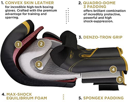 RDX Kids Boxing Pads and Gloves Set, Maya Hide Leather Kara Junior Hook and Jab Curved Focus Mitts Punching Gloves for MMA - color: GOLDEN