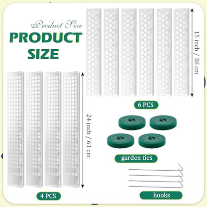 10 Pieces Plastic Moss Pole for Monstera Including 4 Pcs 24 Inch Clear Plant Poles for Indoor Climbing and 6 Pcs 15 Inch D Shape Stackable Plant Support Kit Work with Sphagnum Moss