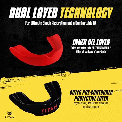 Mouth Guard Boxing, Dual-Layer Boil & Bite Mouthguard, Adult | Premium Dual-Layer | Case Included | Adult & Youth Custom-Fit Mouthpiece | Football, MMA, Hockey, Lacrosse, BJJ, Basketball - color: Red, size: Junior Under 11