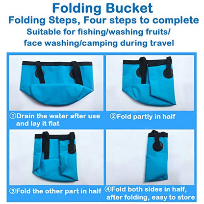 Sunglow Collapsible 3 Gallon Multifunctional Portable Fishing Bucket - Wash Basin Folding Bucket - Water Container for Fishing-Camping-Gardening (12L/3gallon(Blue)) - color: 12l/3gallon(blue)