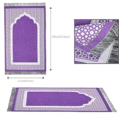 Islamic Prayer Rug Elegant Masjid Pattern Thin Mat Muslim Portable Blanket Ramadan Eid Gift Rug Turkish Prayer Carpet - Purple 1pc - color: 1pc Purplec