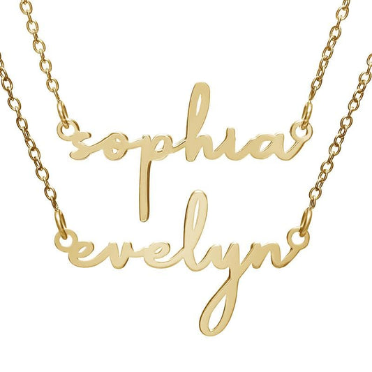 PicturesOnGold.com Custom Name Necklace For Women Personalized Name Necklace in Sterling Silver or Gold Necklace Personalized with any Name or Word - color: Two Different Names - Gold Dainty Necklace
