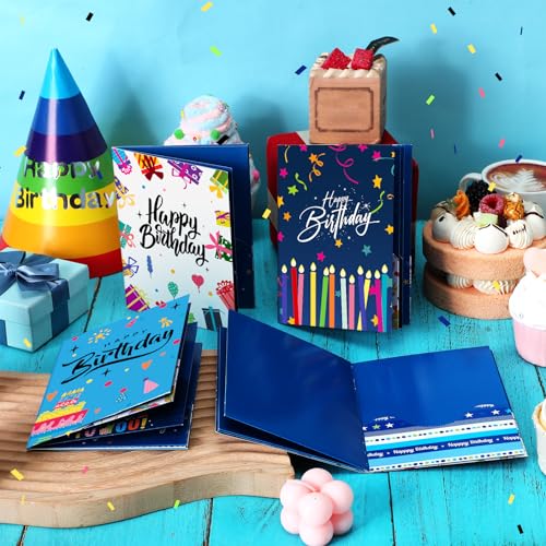 AmazingSpark 4 Set Birthday Gift Card Booklet Cardboard Mini Birthday Money Holder Book for Cash Multiple Money Gift Booklet Party Favor Surprise Card Sleeve Book for Teacher Employee Appreciation - style: Birthday