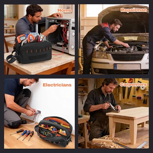 Rexmica Small Electric Tester Tool Storage Bag with 1 Tool Pouch | Compatible with Fluke Digital Multimeter/325 Clamp Multimeter/ T5 T6 Electrical Voltage, Tool Organizer with 8 Tool Slots