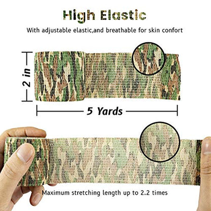 FRESINIDER 9 Rolls Self Adhesive Wrap Athletic Tape Gauze, Breathable Elastic Cohesive Bandage for Sports Injury & Pet (7 Pcs 2" x 5 Yards + 2 Pcs 1" X 5 Yards) (Asian Tiger Camo) - color: Asian Tiger Camo