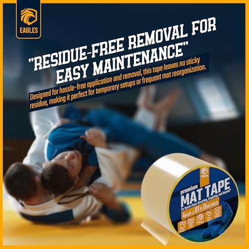Clear Mat Tape for Wrestling Grappling Gymnastics Jiu Jitsu MMA Floor | Exercise Roll Out Mats Foam Tiles | Home Mats & Gym Floor Tape (1, 4 Inch) - size: 4 Inch