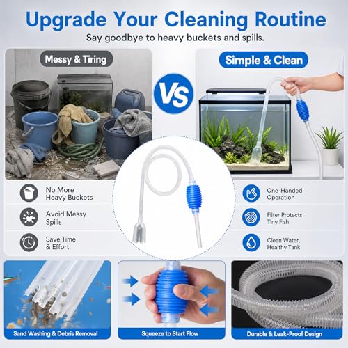 1 Easy-to-use Aquarium Siphon for Quick Water Changes and Gravel Cleaning