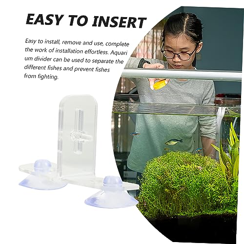 LIOOBO 4 Sets Aquarium Fish Tank Divider Clips Transparent Breeding Isolation Board Durable Suckers for Fish Separation Bottom Filtering for Tanks