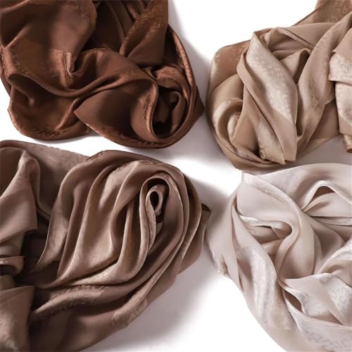 Dbdkejj Women Satin Hijab Bohemian Style Soft Wrap Elegant Foulard Turban Fashion Shawl For Daily Use - color: Color 1