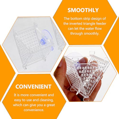 Uonlytech Acrylic Fish Feeding Cups 2pcs with Suction Cup and Hook Aquarium Fish Food Container for Live Bloodworm Feeding for Aquatic Pets