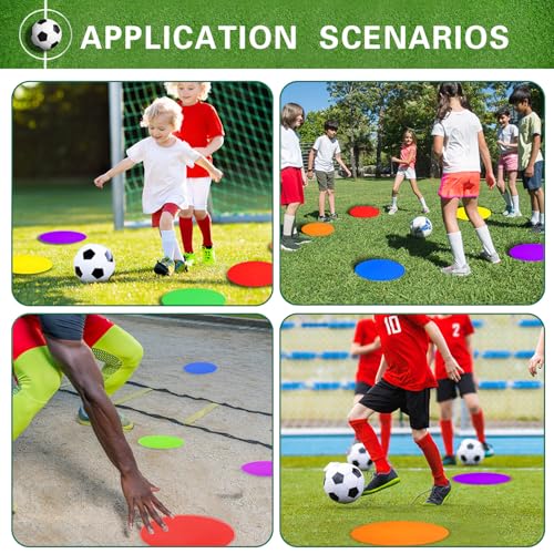 Poly Spot Markers 4 inch/9 inch Non-Slip Rubber Agility Training Markers Floor Dots Flat Field Cones for Football, Soccer, Basketball, School Exercise Drills, Dance Practice - style: 4 inch 12 Pcs (TPE)