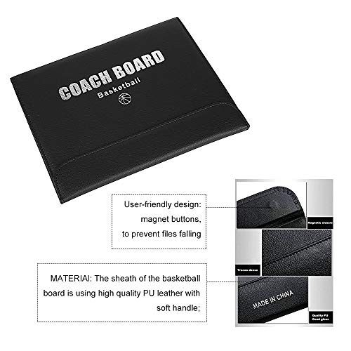 Basketball Coach Tactic Board,Foldable Erasable Coaches Strategy Clipboard,Training,Game Plan and Coach&Referee Study Accessory