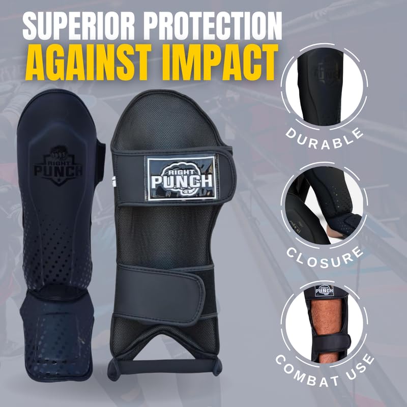 Shin Guards Kickboxing Leg Pads with Instep Protection, Muay Thai MMA Martial Arts Kicking Sparring Training Gear - color: Black, size: X-Large