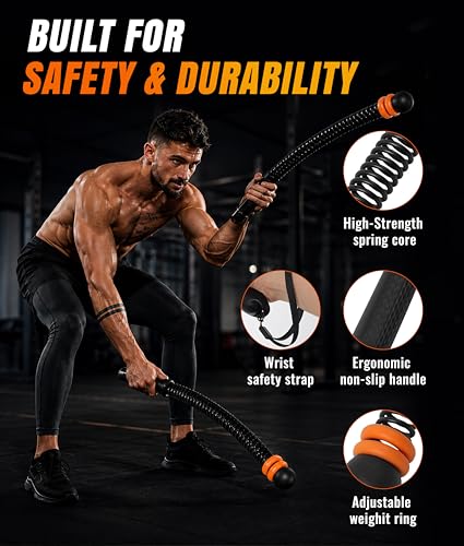 2-Pack Weighted Ropeless Battle Ropes, Cordless Battle Rope for Home Gym Workout, Portable HIIT Cardio Equipment for Arm Strength Training and Low-Impact Full Body Exercise for Men & Women