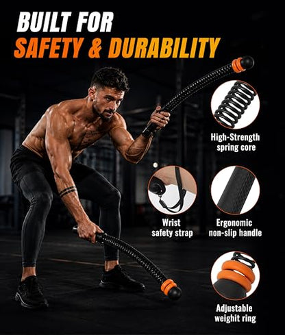 2-Pack Weighted Ropeless Battle Ropes, Cordless Battle Rope for Home Gym Workout, Portable HIIT Cardio Equipment for Arm Strength Training and Low-Impact Full Body Exercise for Men & Women