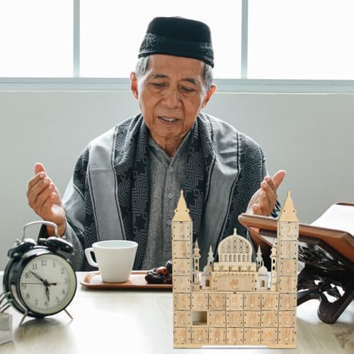 Ramadan Eid Mubarak Countdown Calendar Decoration, Ramadan Advent Calendar with Wooden Drawers, Wood Advent Calendar for Muslim Ramadan Party Decoration