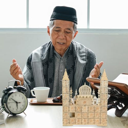 Ramadan Eid Mubarak Countdown Calendar Decoration, Ramadan Advent Calendar with Wooden Drawers, Wood Advent Calendar for Muslim Ramadan Party Decoration