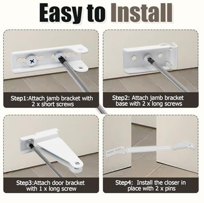 Biaungdo White Reinforced Storm Door Closer Bracket Kit | Heavy Duty Screen Door Closer Bracket, Reinforced Replacement Part, For Storm Doors Repair Kit