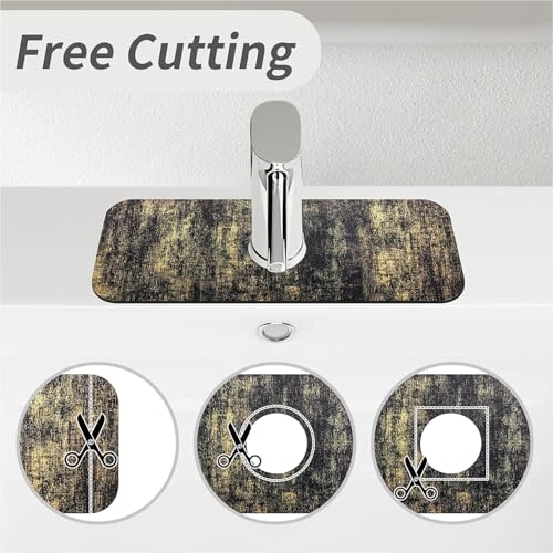 Kitchen Sink Splash Guard，Black and gold-1 Faucet Mat Sink Gadgets-Super Absorbent Fast Drying Mat Drip Catcher for Kitchen, Bathroom,Sink Mat, Dish Drying Mat, Bathroom(15" X 5.5" ) - color: Black and gold-1