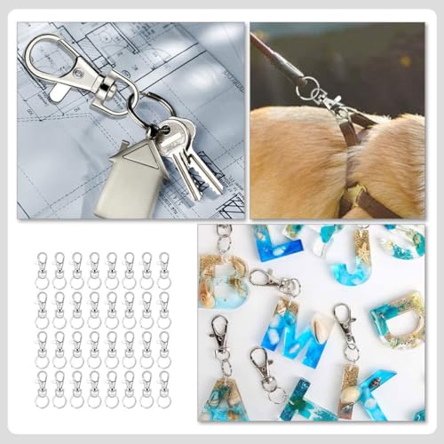 160pcs Rotation Lobster Claw Clasps Set Key Rings Swivel Keychain Accessories for Bags and DIY Projects