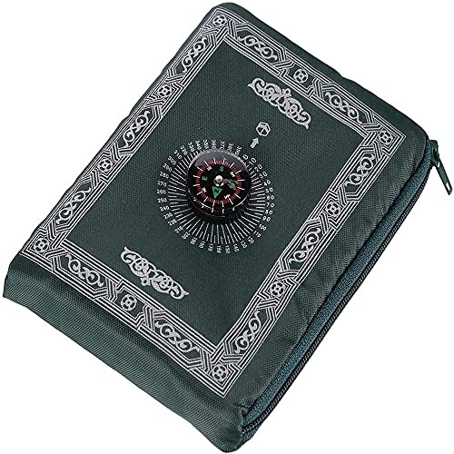Travel Prayer Mat, 60cm*100cm Praying Rug, Portable Polyester Prayer Rug with Compass, Islamic Waterproof Prayer Mat, Muslim Prayer Mat, for Ramadan Gifts, Islamic Prayer (Green)