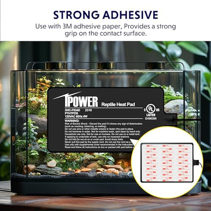 iPower 4 by 7-Inch 4W Reptile Heat Mat, LCD Digital Aquarium Thermometer, Under Tank Warmer Terrarium Heat Pad for Turtles Lizards Frogs and Other Small Animals, Multi Sizes - size: 4" x 7", style: Heat Pad + Thermometer