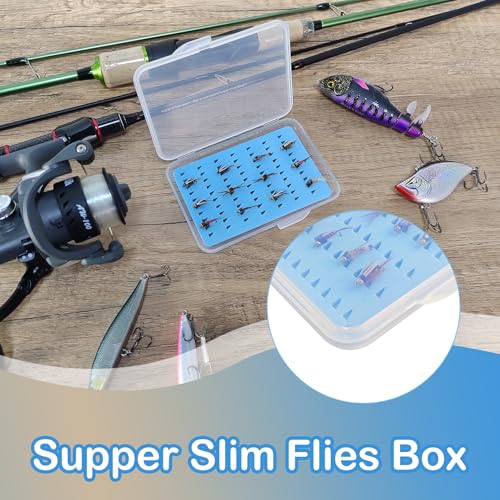Aventik Super Slim Fly Fishing Trout Flies Fly Box Clear Fly Lures Hook Box 4PC (H065MB) - style: H065MB