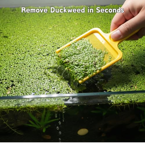 Duckweed Remover Tool for Aquarium, Floating Plant Skimmer | Aquarium & Pond Skimmer Tool for Duckweed, Salvinia and Water Lettuce Removal, Durable Plastic Plant Remover (Yellow) - color: Yellow