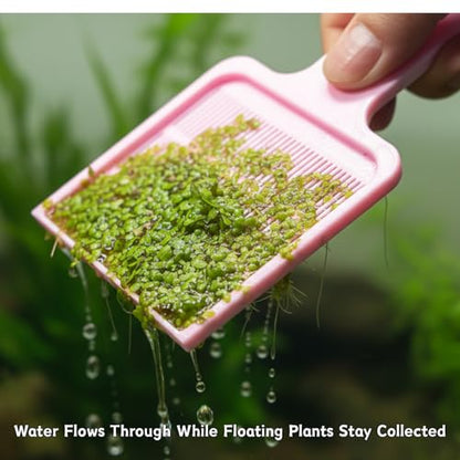 Duckweed Remover Tool for Aquarium, Floating Plant Skimmer | Aquarium & Pond Skimmer Tool for Duckweed, Salvinia and Water Lettuce Removal, Durable Plastic Plant Remover (Pink) - color: Pink