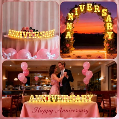 Aurelema Sukkot Large LED Letter Sign LED Lights Battery Powered Table Decoration for Party Gift Tabletop Decoration(Anniversary) - size: 8.27 inches, style: Anniversary