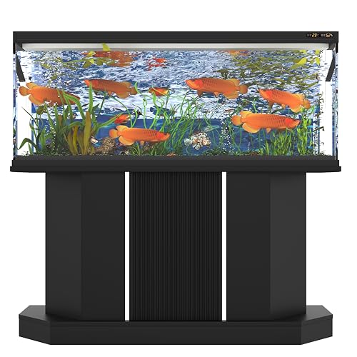 JIJIWANG 55-75 Gallon Fish Tank Stand with 4AC 2USB Outlet, Heavy Duty Aquarium Cabinet, 880LBS Capacity for Turtle Tank Reptile Terrarium, Black - color: Black, size: 47.64"L x 14.17"W x 28.7"H