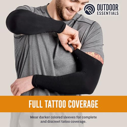 OutdoorEssentials UV Sun Sleeves for Men & Women, Cooling Arm Sleeves UPF 50+ | Golf, Tattoo Cover Up, Sun Protection - color: (4 Pairs): 4 Black