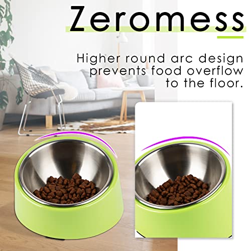 SuperDesign Mess Free 15° Slanted Bowl for Dogs and Cats, Tilted Angle Bulldog Bowl Dog Feeder, Non-Skid & Non-Spill, Easier to Reach Food L/2 Cup Green - color: Light Green, size: L/2 Cup