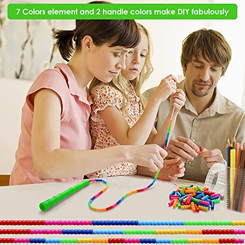 Double Dutch Jump Rope Long Jump Rope 16 FT 1 Pack/2 Pack, Adjustable Soft Beaded Diy Jump Rope for Kids Adult Long Enough for 5-6 Jumpers - color: Green-2 Pack