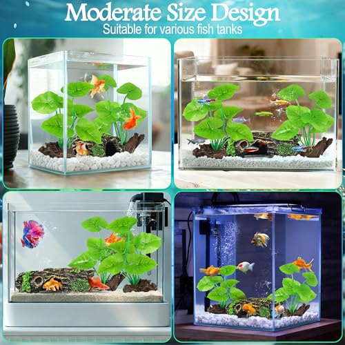 MyLifeUNIT Fish Tank Decor, Silk Aquarium Plants and Hollow Tree Trunk Decor for Betta, Goldfish, Turtle, Reptile Decoration